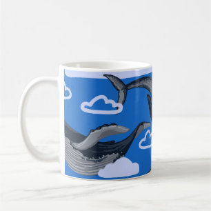 Blue Whales Vintage Hand Drawn Coffee Mug