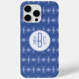 Blue wheel pattern monogram iPhone 15 pro max case