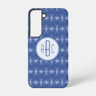 Blue wheel pattern monogram samsung galaxy case