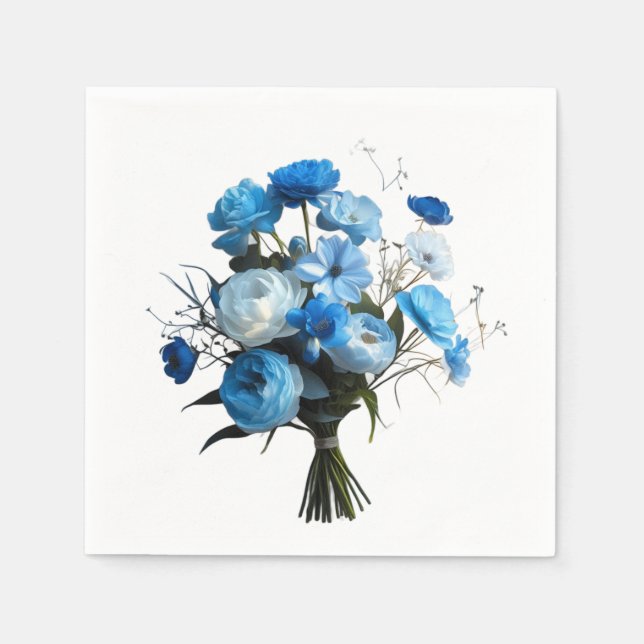 Blue & Whiite Flowers Card Napkin (Front)