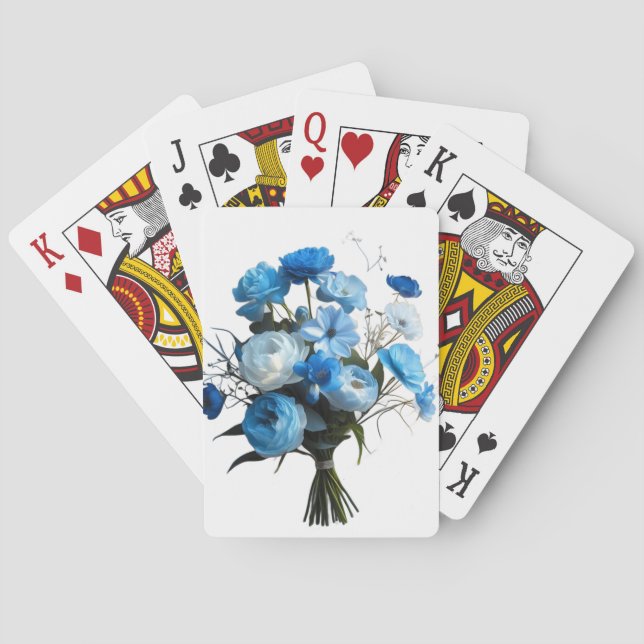 Blue & Whiite Flowers Playing Cards (Back)