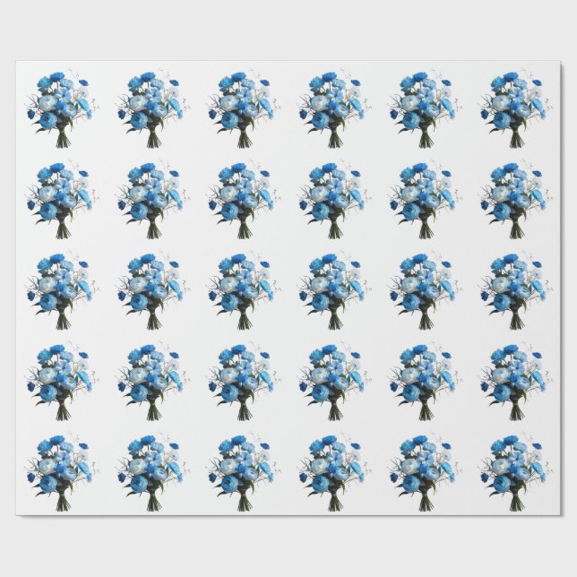 Blue & Whiite Flowers Wrapping Paper (Flat)