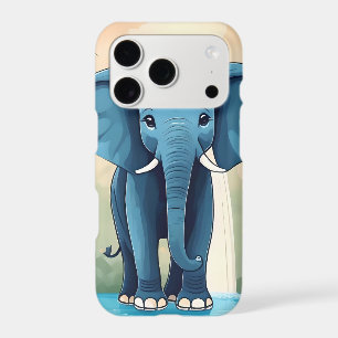 Blue Whimsical Baby Elephant,