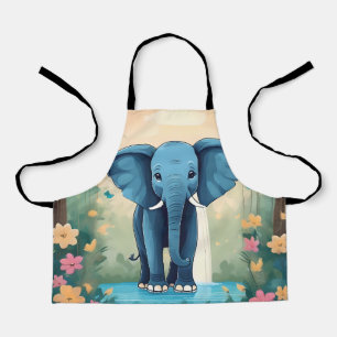 Blue Whimsical Baby Elephant, Apron