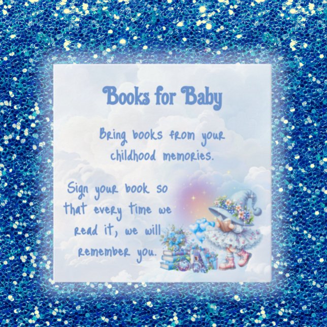 Blue Whimsical Blueberry Gnome Books for Baby Card (Creator Uploaded)