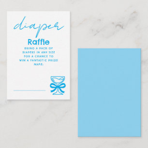 Blue Whimsical Champagne Diaper Raffle Tickets Enclosure Card