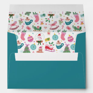 Blue Whimsical Christmas  Envelope