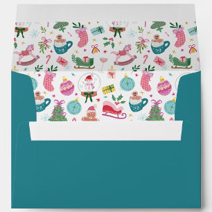 Blue Whimsical Christmas Return Address Envelope
