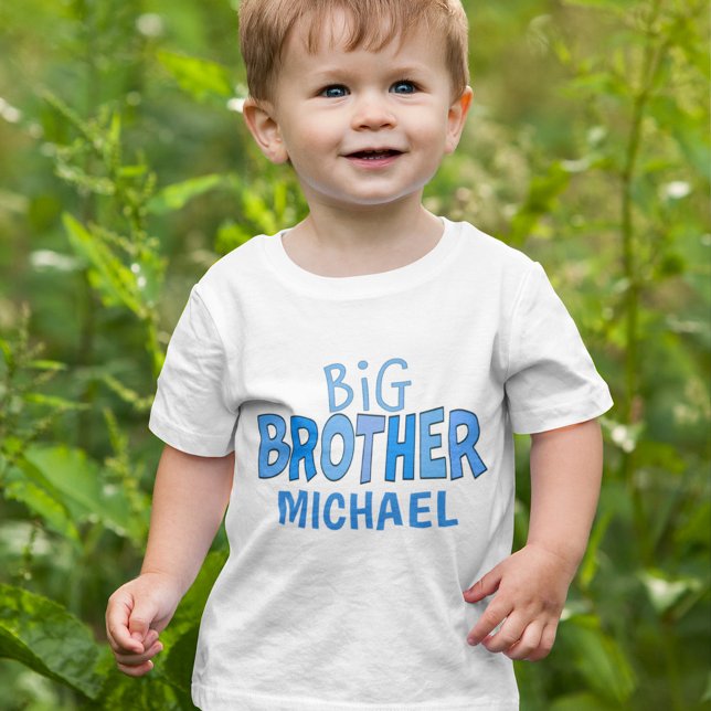 Blue Whimsical Cute Modern Brother Brother Baby T-Shirt (Creator Uploaded)