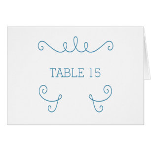 Blue Whimsical Flourish Table Number Card