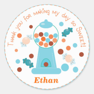 Blue Whimsical Gumball Party Sticker