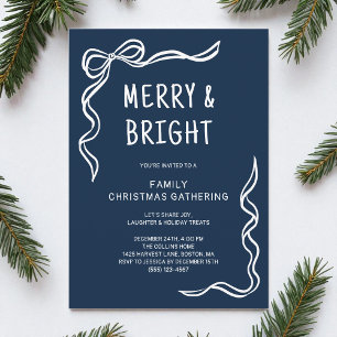 Blue Whimsical Hand Drawn Family Christmas Party Invitation