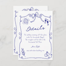 Blue Whimsical Quirky Hand drawn Wedding Details