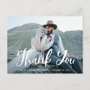 Blue Whimsy Wedding Photo Thank You Postcard