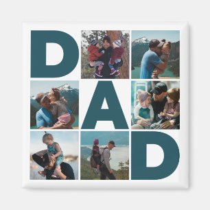 Blue & White 6 Photo Collage Dad Magnet