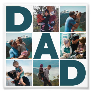 Blue & White 6 Photo Collage Dad Photo Enlargement