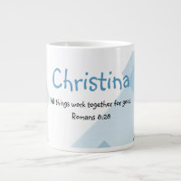 Blue White Abstract Art Inspirational Bible Quote