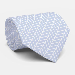 Blue & White Abstract Diagonal Chevron Pattern Tie