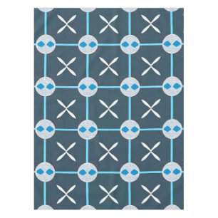🔷 Blue White Abstract Geometric Design Tablecloth