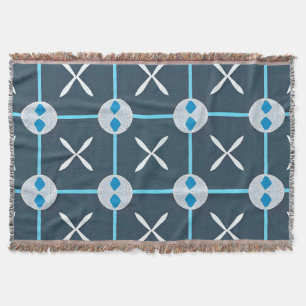 💙 Blue White Abstract Geometric Modern Decor Throw Blanket