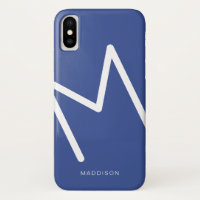 Blue White Abstract Modern Initial Custom Colour