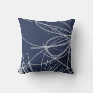 Blue & White Abstract Ribbon Design Cushion