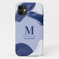 Blue white abstract textured modern hand painted