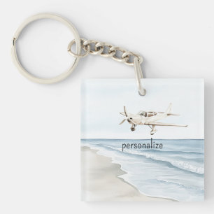 Blue White Aeroplanes Key Ring