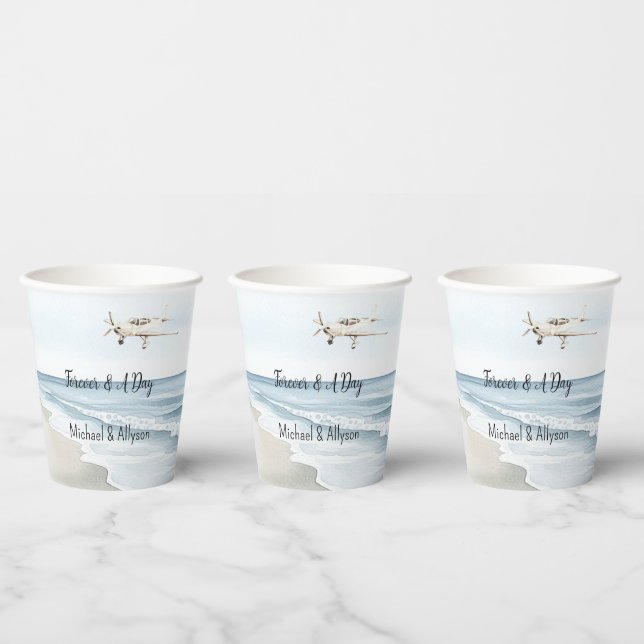 Blue White Aeroplanes Paper Cups (Multi)