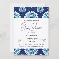 Blue & White African Wax Print Baby Shower
