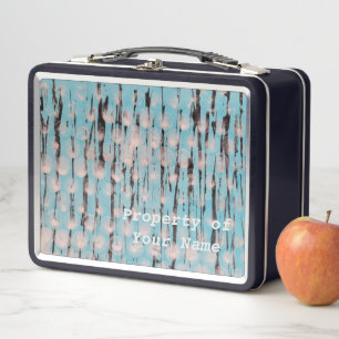 Blue, White, and Black Abstract Art Metal Lunch Box