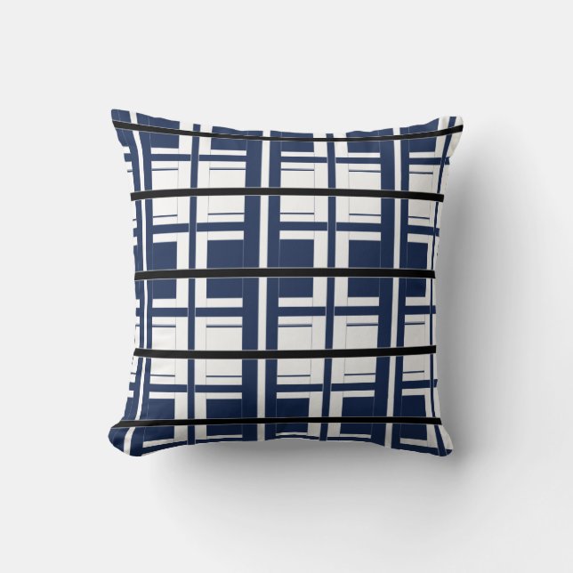 Blue White and Black Classic Cushion (Front)