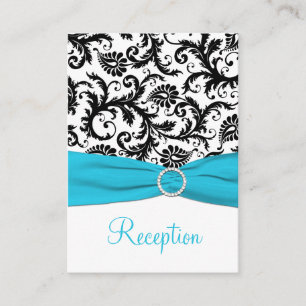 Blue, White, and Black Damask Enclosure Card