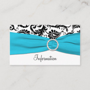 Blue, White, and Black Damask Enclosure Card