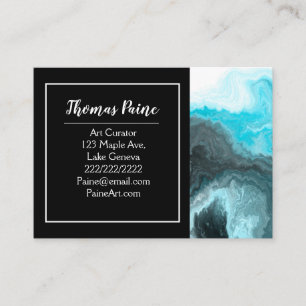 Blue, White and Black Swirl Waves Business Card