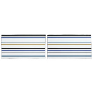 Blue white and gold Beach coastal stripes Pillowcase