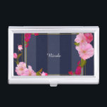 Blue White and Gold Modern Floral Chic Glamour Business Card Holder<br><div class="desc">Blue White and Gold Modern Floral Chic Glamour Card Holder. Customise with any text or leave it blank.</div>