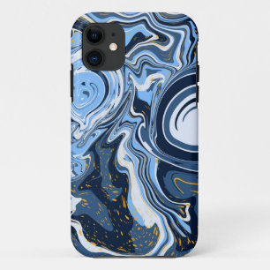 Blue, White and Gold Swirls Fluid Art   Case-Mate iPhone Case