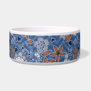 Blue White and Orange floral design