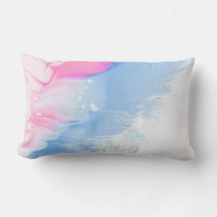 Blue white and pink abstract painting lumbar cushion