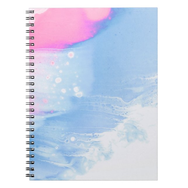 Blue white and pink abstract painting notebook (Front)