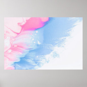 Blue white and pink abstract painting poster