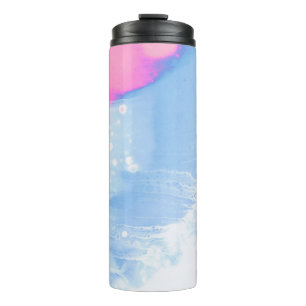Blue white and pink abstract painting thermal tumbler