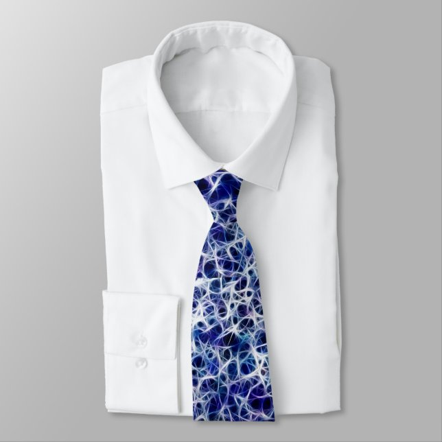 Blue White and Purple Nervous System Connections Tie (Tied)