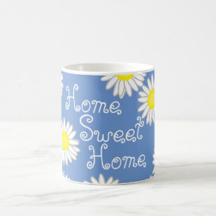 Blue White and Yellow Home Sweet Home Daisy Coffee Mug