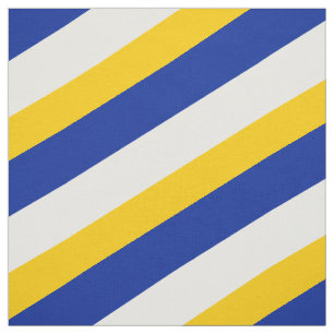 Blue, white and yellow striped pattern fabric
