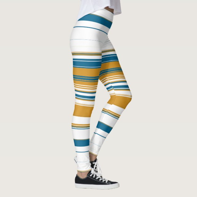 Blue White and Yellow Stripes Leggings (Right)