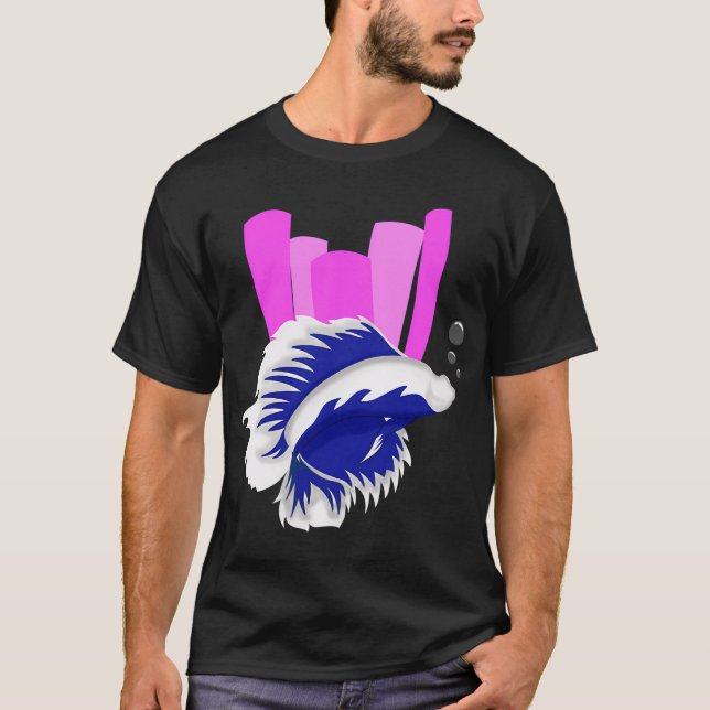 blue white authentic fish T-Shirt (Front)