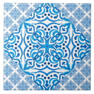 Blue white azulejos Spanish tiles delft pattern