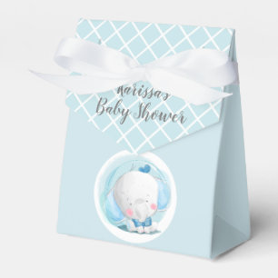 Blue & White Baby Boy Jungle Elephant Favour Box